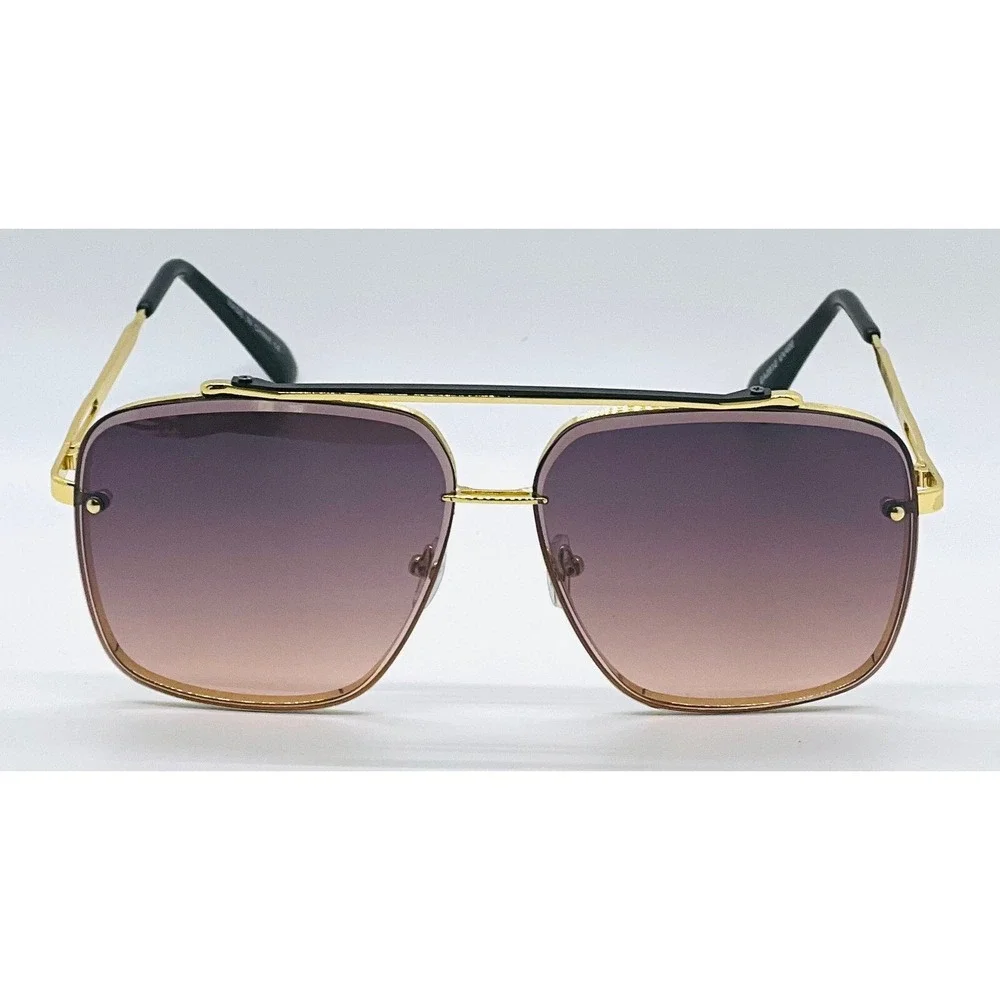 Sunglasses Square Gold Frame Flat Top Bar Driving Outdoor Shades Retro Lentes‎